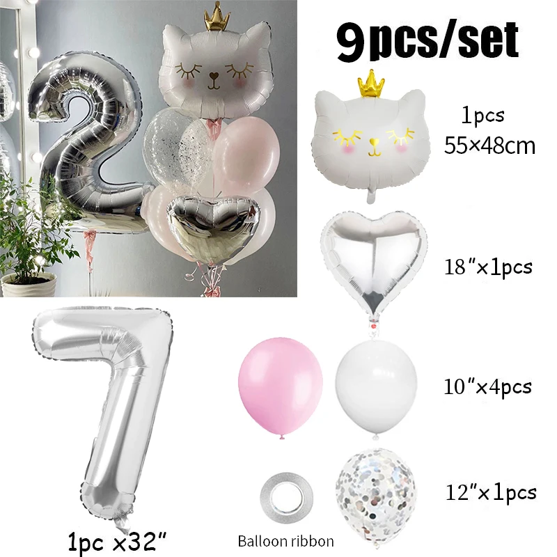 

Серебряные фольгированные шары-цифры для дня рождения Yaobener (1-9 лет)