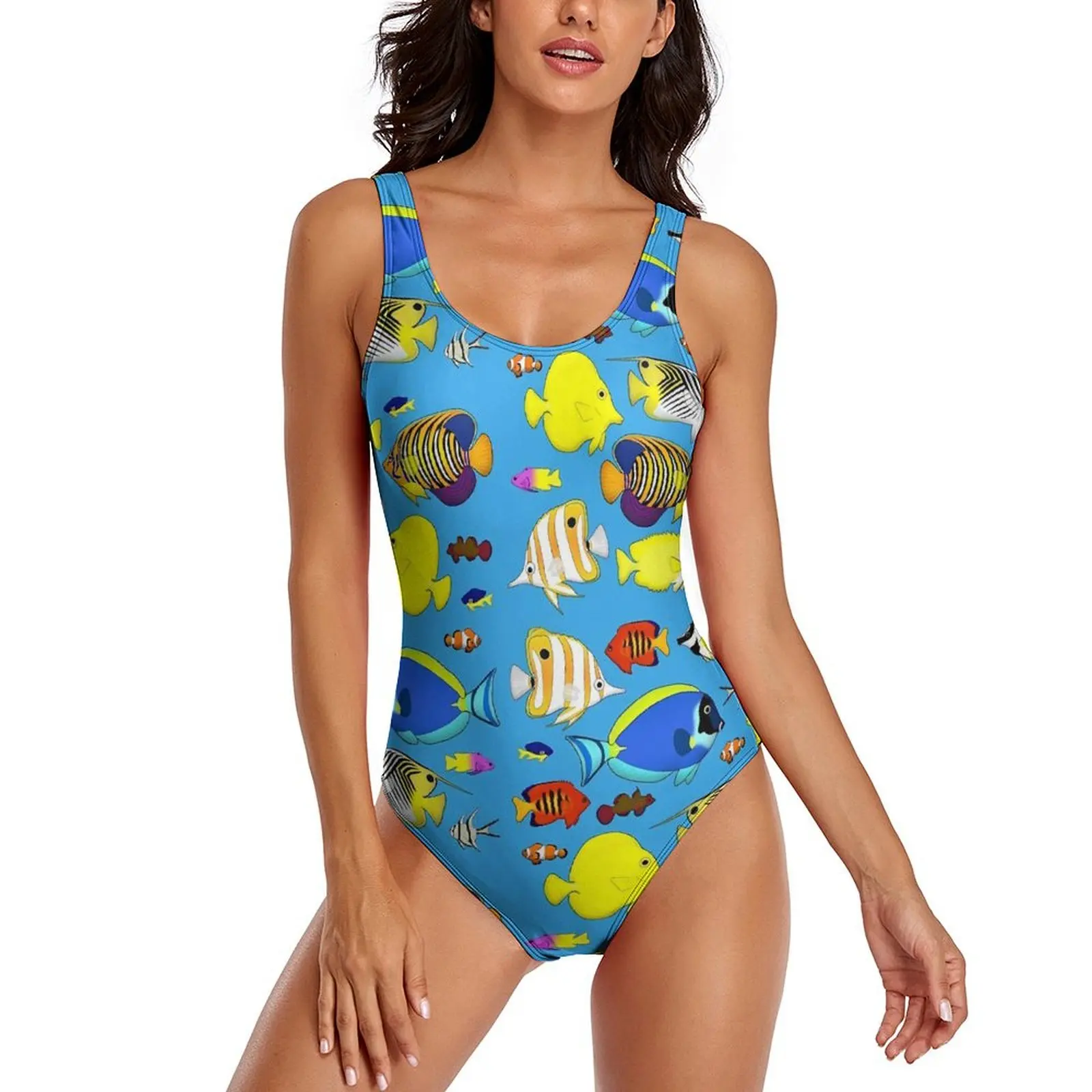 Милый купальник с морской рыбой сексуальный красочный цельный животными боди