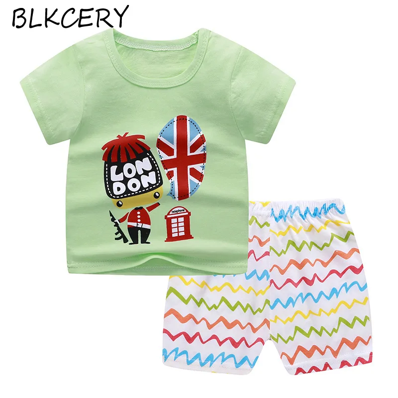 

Fasnhion Summer Baby Boy Girl Cartoon T-shirts Cotton Pants Kids Outfits Newborn Infant Short Sleeve Children Sports Clothes Set
