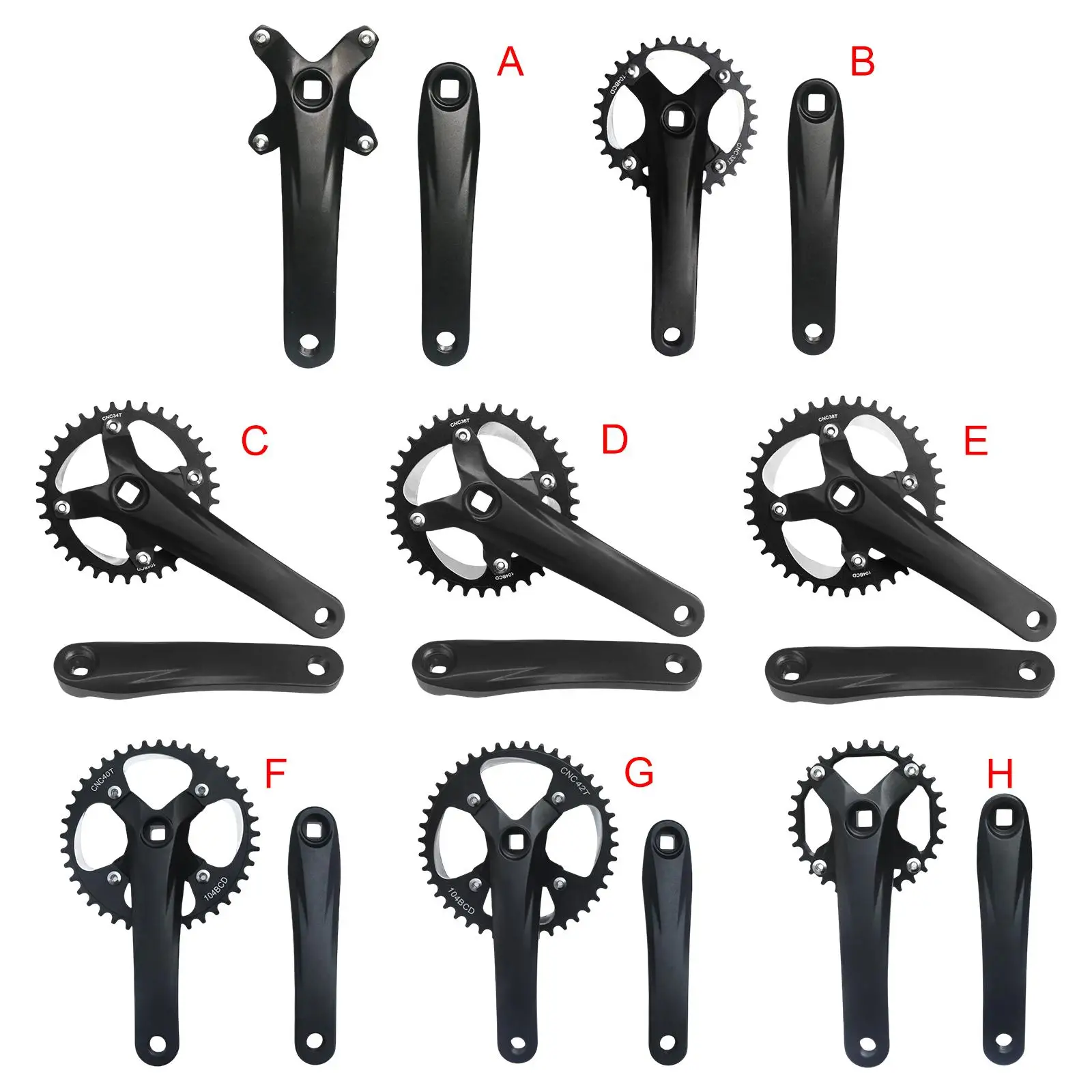 

Square Hole Mountain Bike Crank, 104BCD Folding Bike