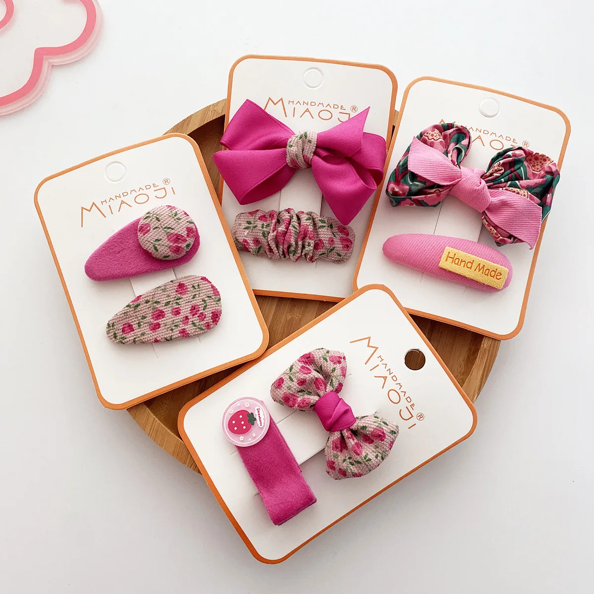 

2pc Pink Color Basic Snap Baby Hair Drop Clips Girls Floral Printed Hairpins Barrettes Kids Hair Clips Valentine's Day Headwear