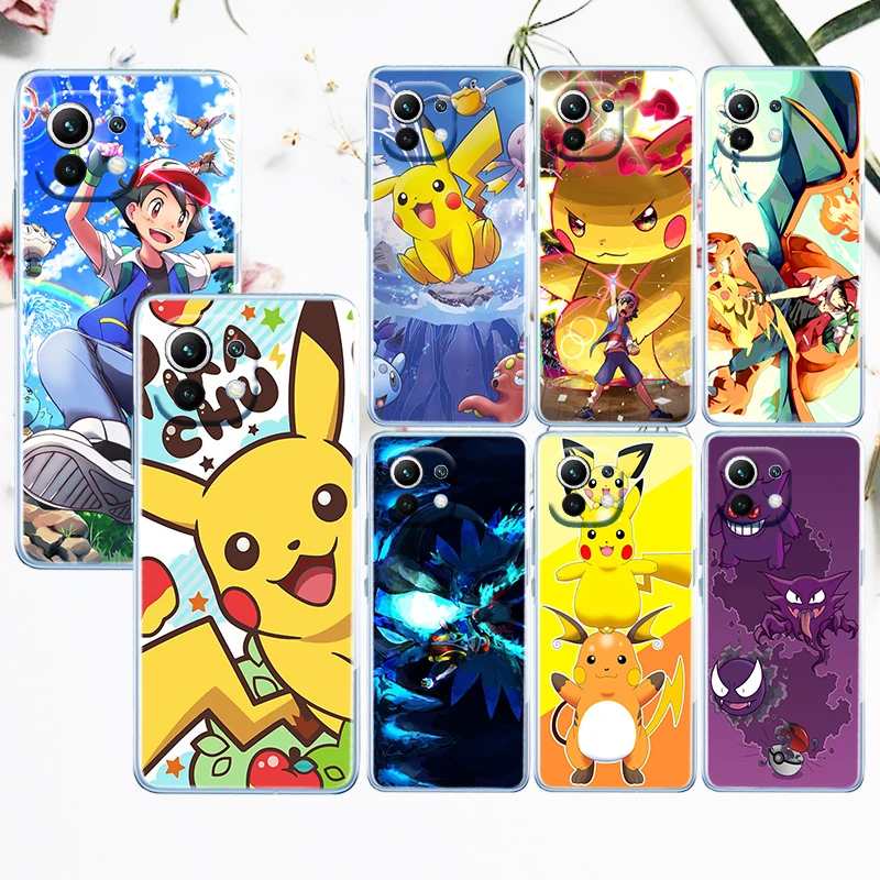 

Anime Pokemon Pikachu For Xiaomi Mi 12 12X 11 11T 11i 10T 10 Pro Lite Ultra 5G 9T 9SE A3 Transparent Soft TPU Phone Case