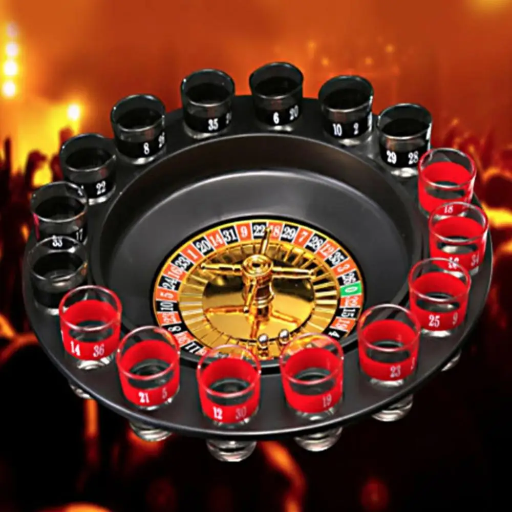 

16 Hole Novelty Drinking Roulette Set 16 Shots Russia Turntable Shot Glass Russian Test Game Turntable Ktv Party Games For Fun