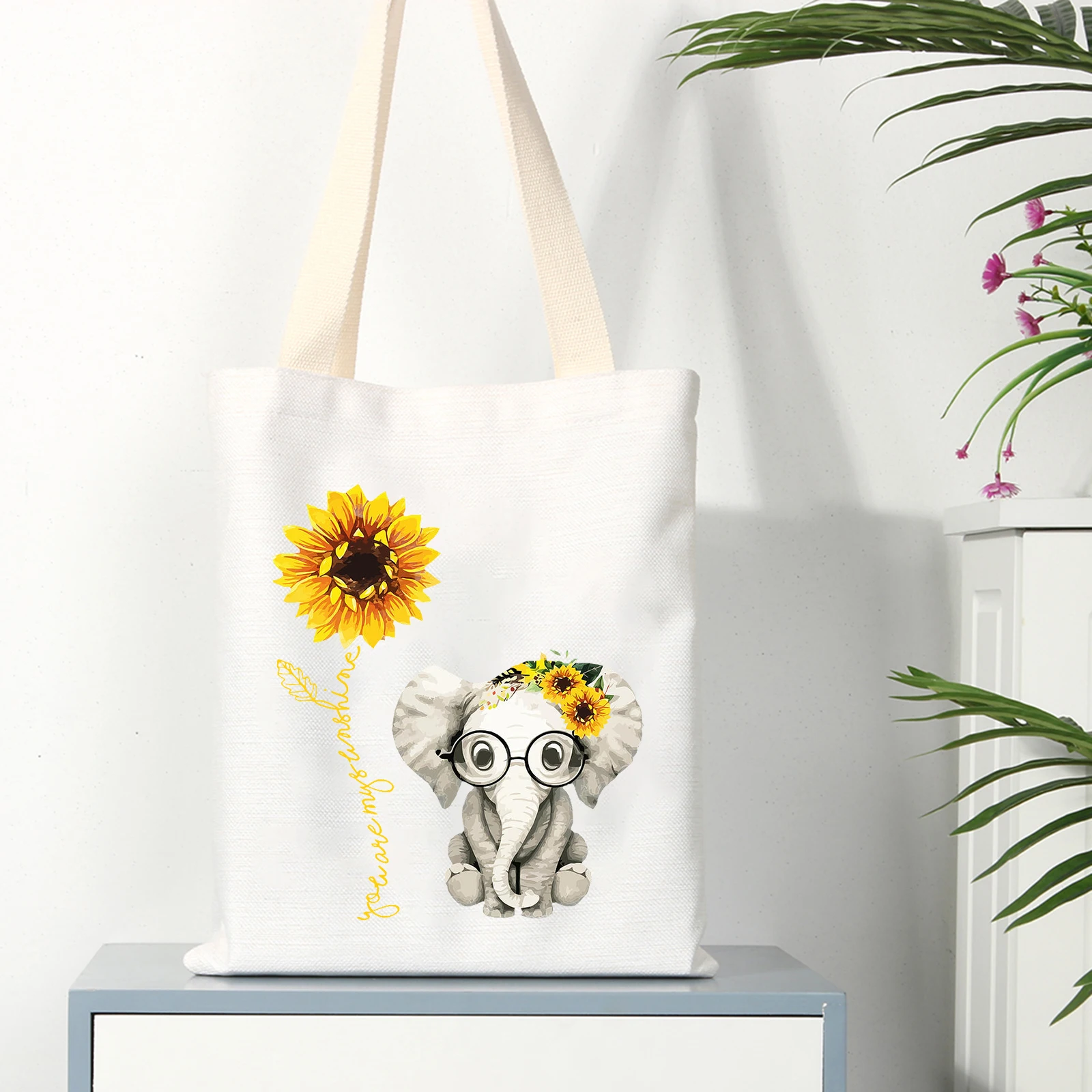 

Casual Sunflower Printing Bag Women Handbags Printing Canvas Shopping Bag Women Casual Large Capacity Handbag