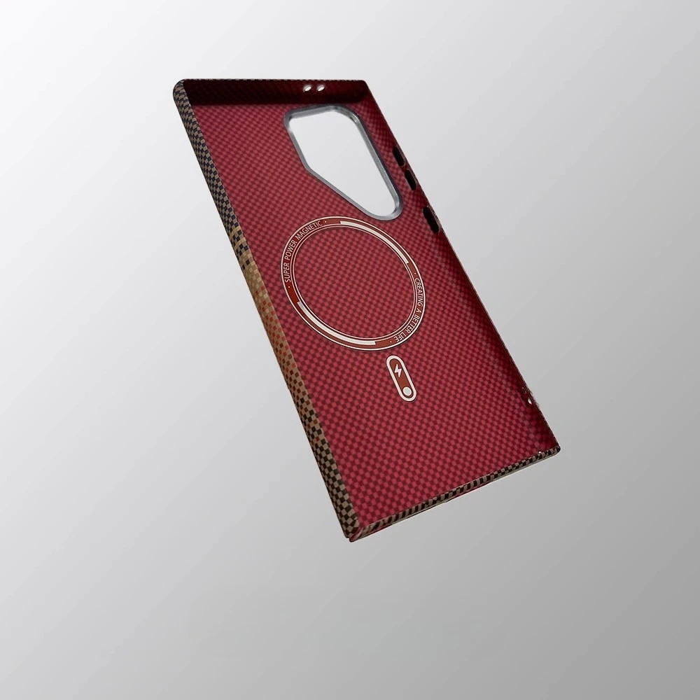 Углеродный цветной магнитный беспроводной чехол для Samsung Galaxy S25 S24 S23 Ultra, объектив камеры, противоударный жесткий защитный чехол для ПК (art.: 3920d412e2925) - 3920d412e2925