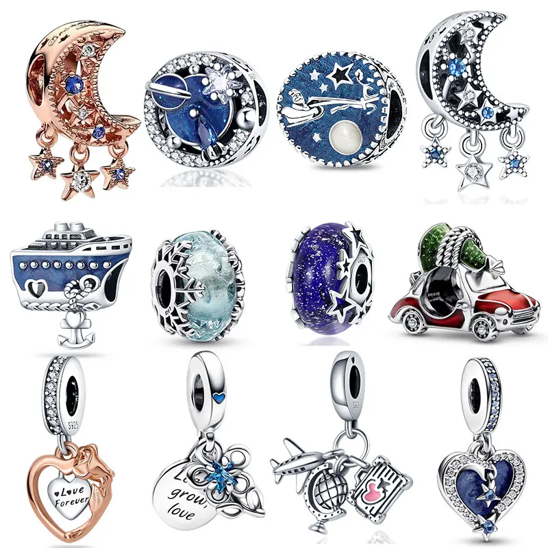 

Женский браслет из серебра 925 пробы, с бусинами и снежинками