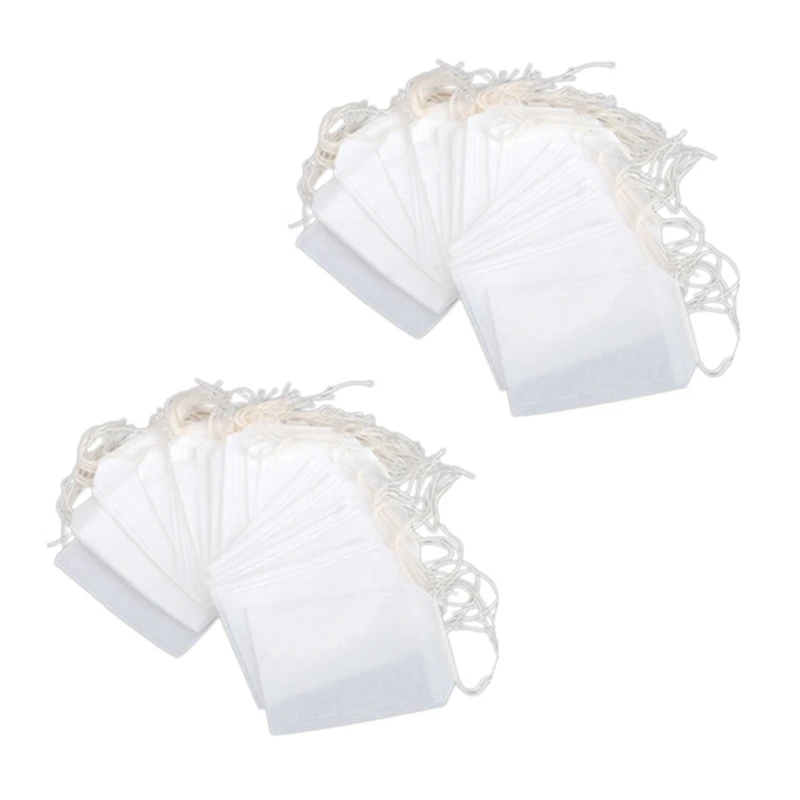 

200Pcs Empty Teabags Environmental Food Grade Filter Paper String Heat Seal Herb Loose Tea Bag 5.5 X 7Cm