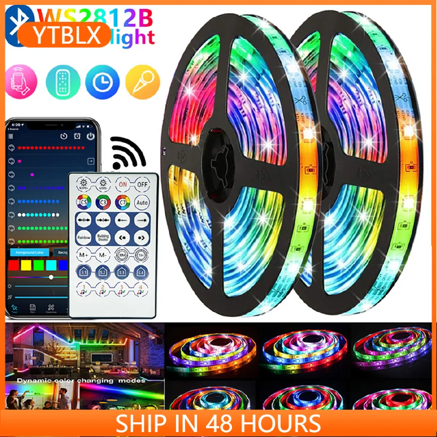 

LED Strip Light WS2812B 1M-20M RGB 5050 DC 5V USB String Flexible Lamp Tape Bluetooth Control TV Backlight Home Party Decoration