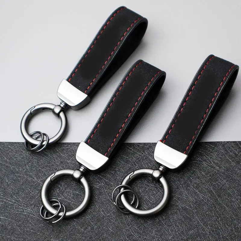 

Universal Car Keychain Automotive Extra Durability Leather Car Keychain Stylish Shape Single Ring Keychain Automobile Accessory