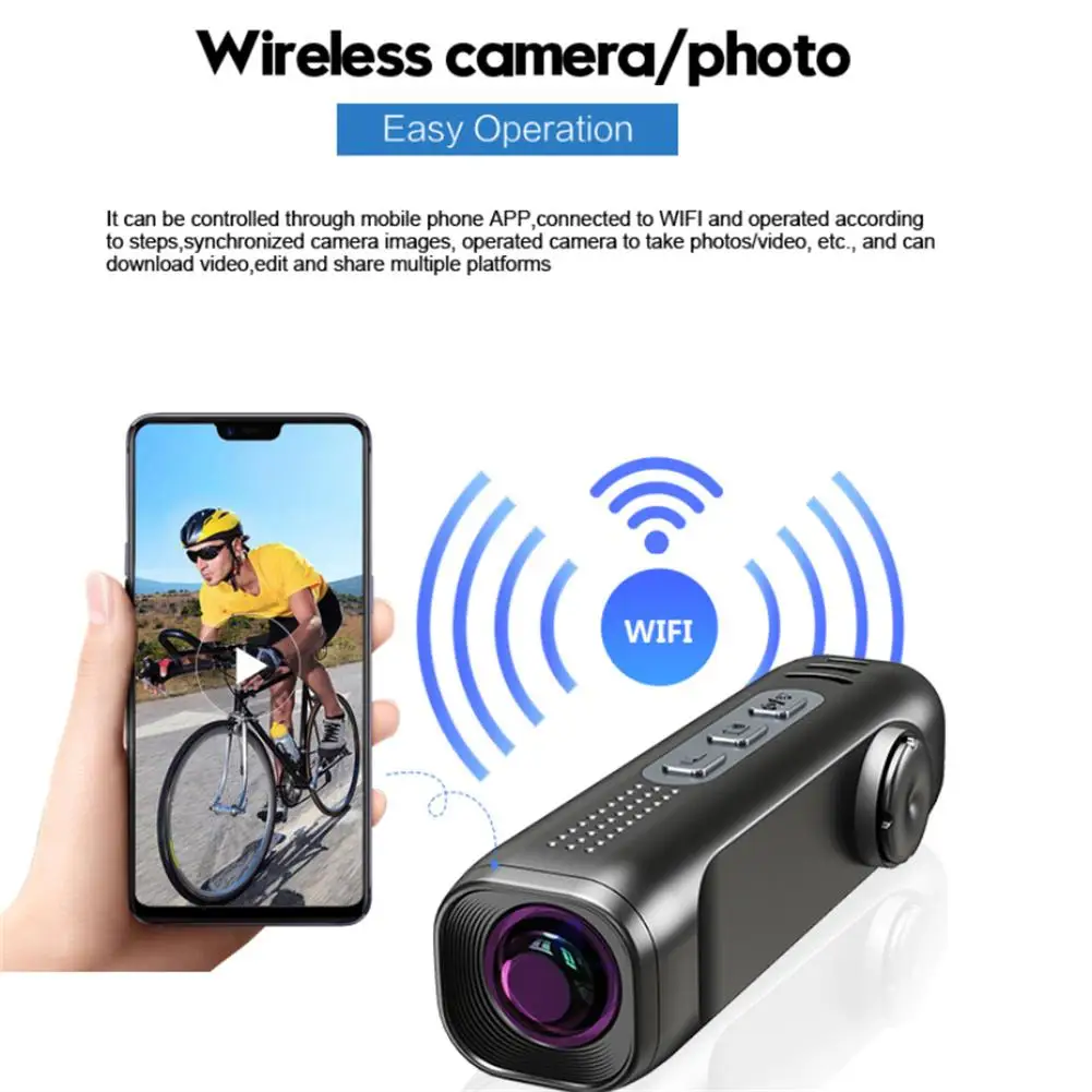 

T198 4K Video Camera Camcorder Full HD Mini WiFi Head Wearable Digital Cameras with 2200MAH Battery