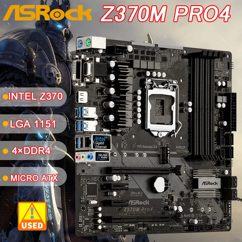 

1151 материнская плата Z370 ASRock Z370M Pro4 LGA 1151 Intel Z370 PCI-E 3,0 DDR4 64 Гб M.2 USB3.1Micro ATX для серии Intel Core 8-го поколения