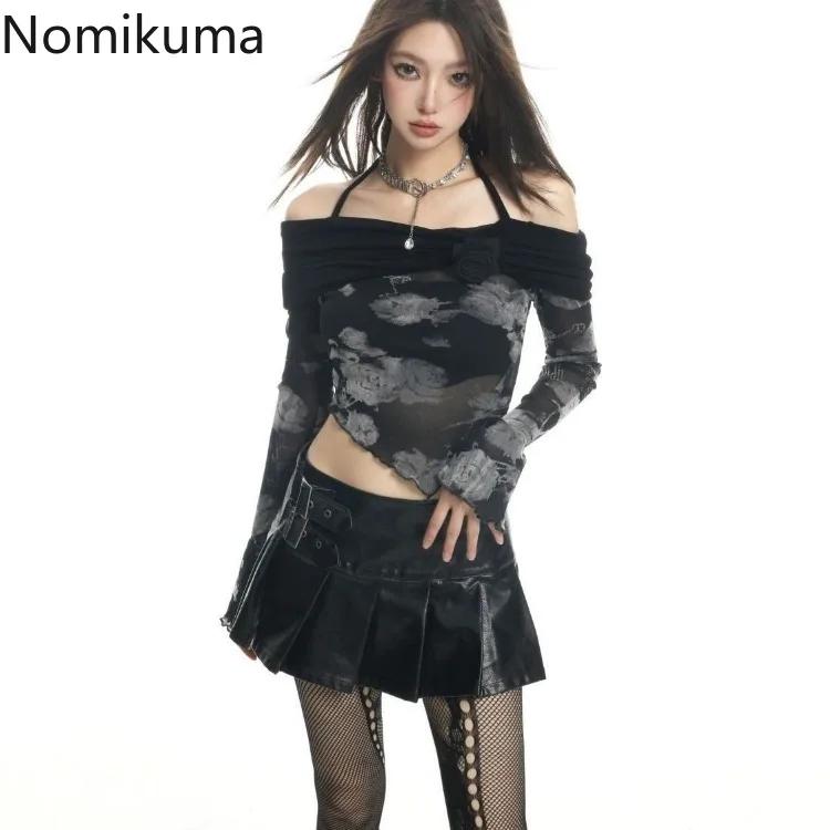 Женская Асимметричная футболка с длинным рукавом и вырезом лодочкой