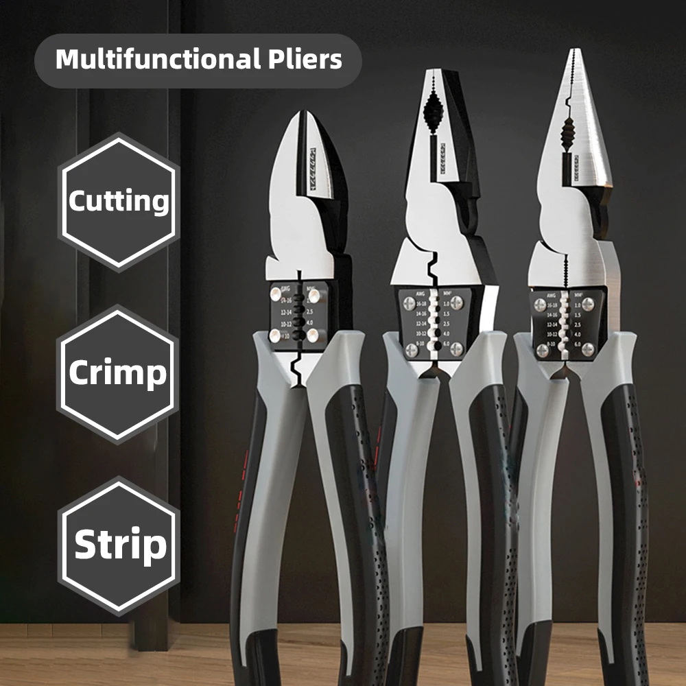 

Multifunctional Pliers For Cutting Crimping Stripping Professional Electrician Tool Needle Nose Pliers DIY For Crimping Terminal