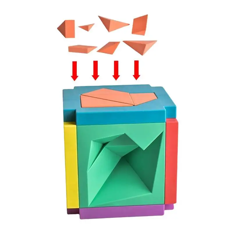 

Montessori Toy 3D Tangram Learning Puzzles For Kids Jigsaw Puzzle Set Brain Teasers Toy Montessori Magnet Board For Children