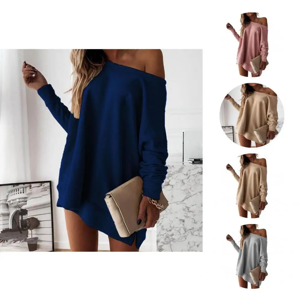 

Туника блузка дышащая женская толстовка с воротником-лодочкой пуловер с длинным рукавом Свитшот