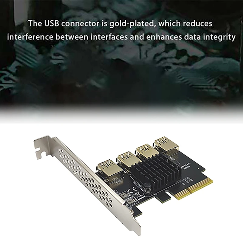 Pcie 1 To 4 Riser Card PCI-E 1X USB 3.0 Graphics Expansion Adapter For Bitcoin Mining |
