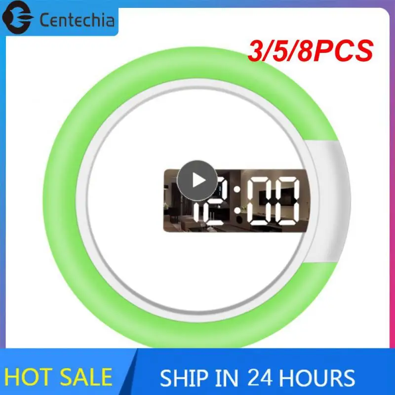 

Цифровые зеркальные настенные часы, 3/5/8 шт., 710 ГГц, шнур питания постоянного тока, будильник и функция повтора, цифровые настенные часы, компьютерное зеркальное отображение