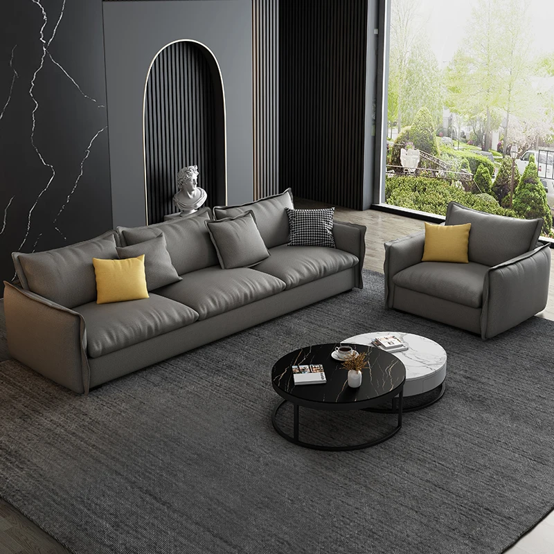 

Простой кожаный диван для гостиной, Высококачественная технологическая ткань, новинка 2022, итальянский минималистичный современный диван, ...