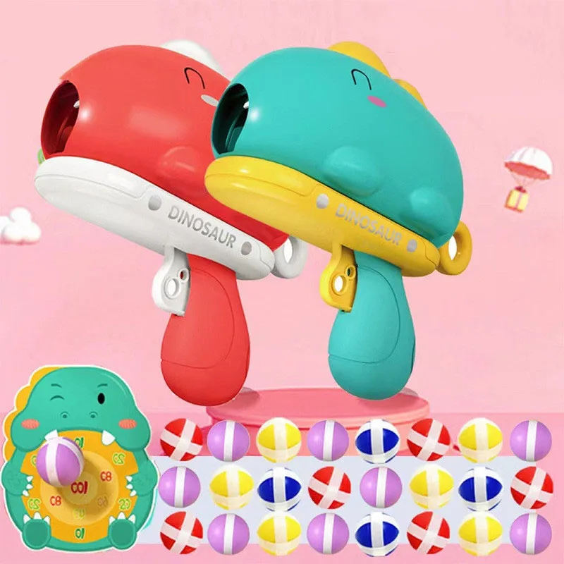 

Dinosaur Sticky Ball Gun Dart Board Target Toy Cartoon Shooting Outdoor Interactive Game Soft Bullet Gun Kids Educational Toy