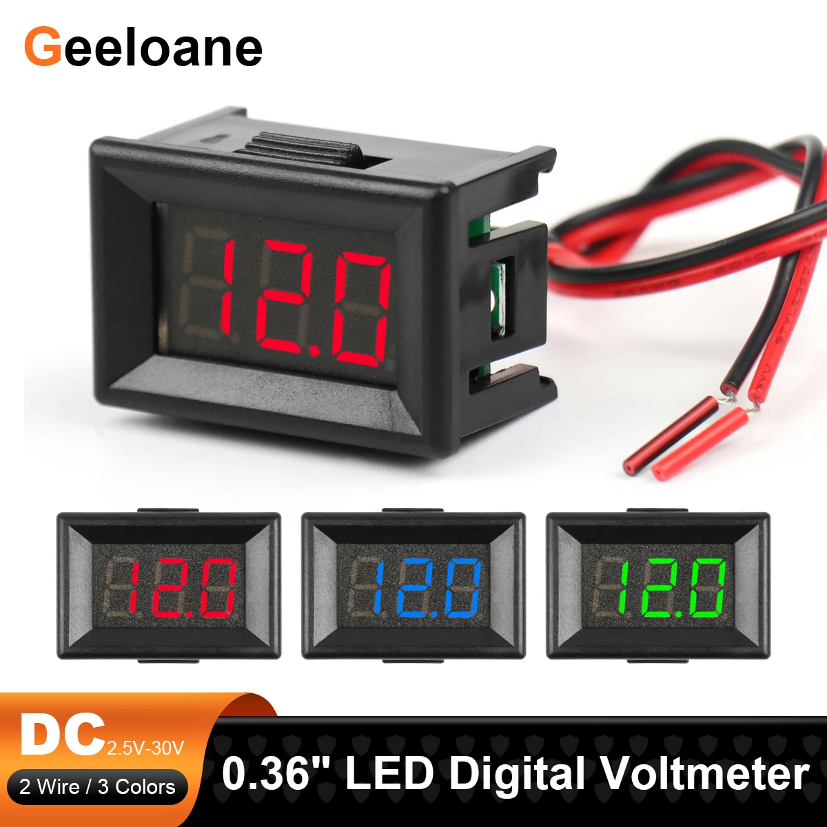

0.36" LED Digital Voltmeter DC 2.5V-30V 2 Wire Voltage Meter Tester DIY For 6V 12V Electromobile Motorcycle Car