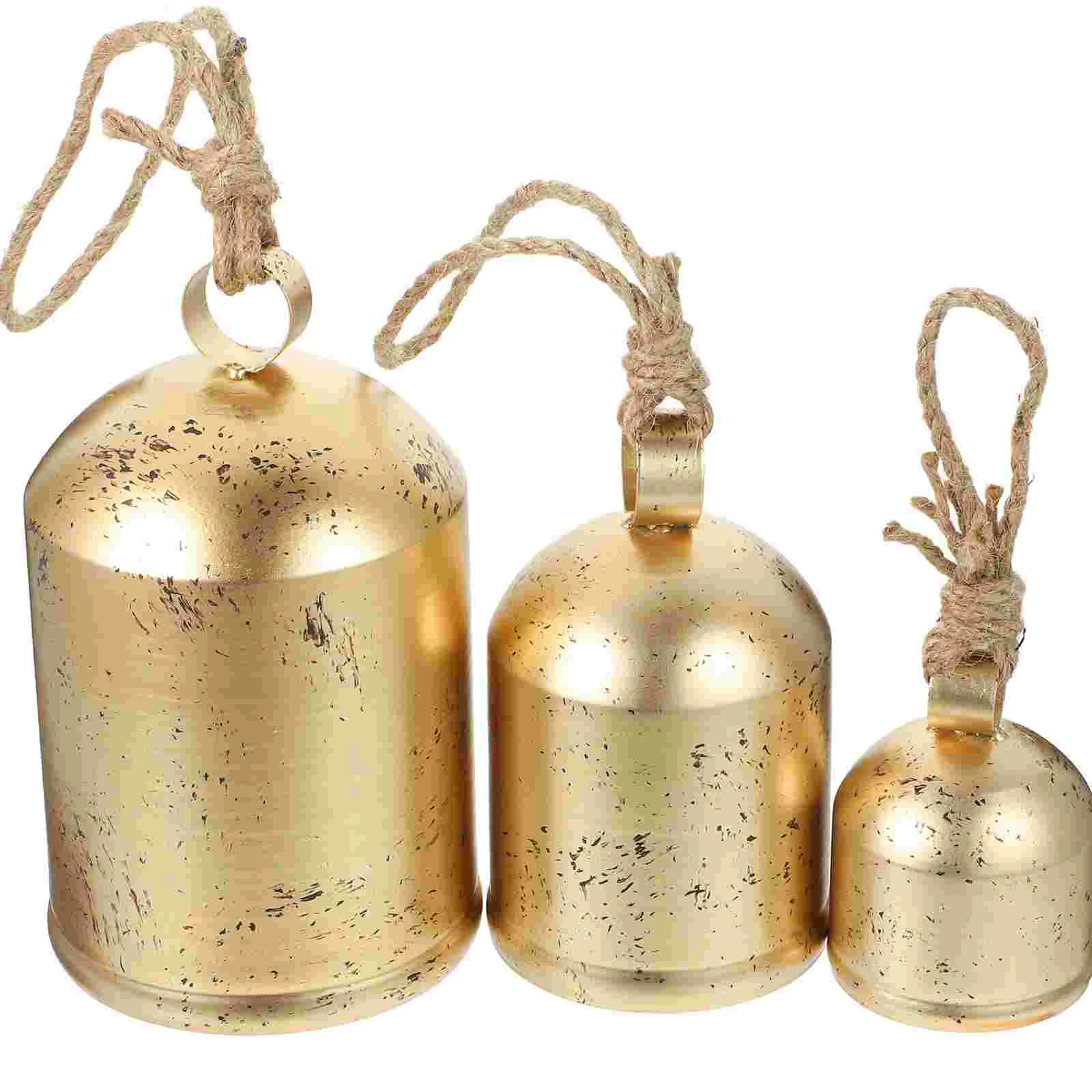 

3 pcs Metal Cow Bells Xmas Decoration Bells Vintage Bells Wall Hanging Cow Bells with Ropes