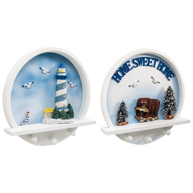 

Деревянная вешалка в средиземноморском стиле, настенный крючок для пальто, цепочка для ключей, украшение для полки ванной комнаты