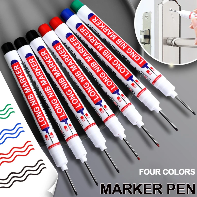 

20MM Long Head Markers For Bathroom Woodworking Decoration Metal Perforating Waterproof Multi-purpose Deep Hole Marker Pens