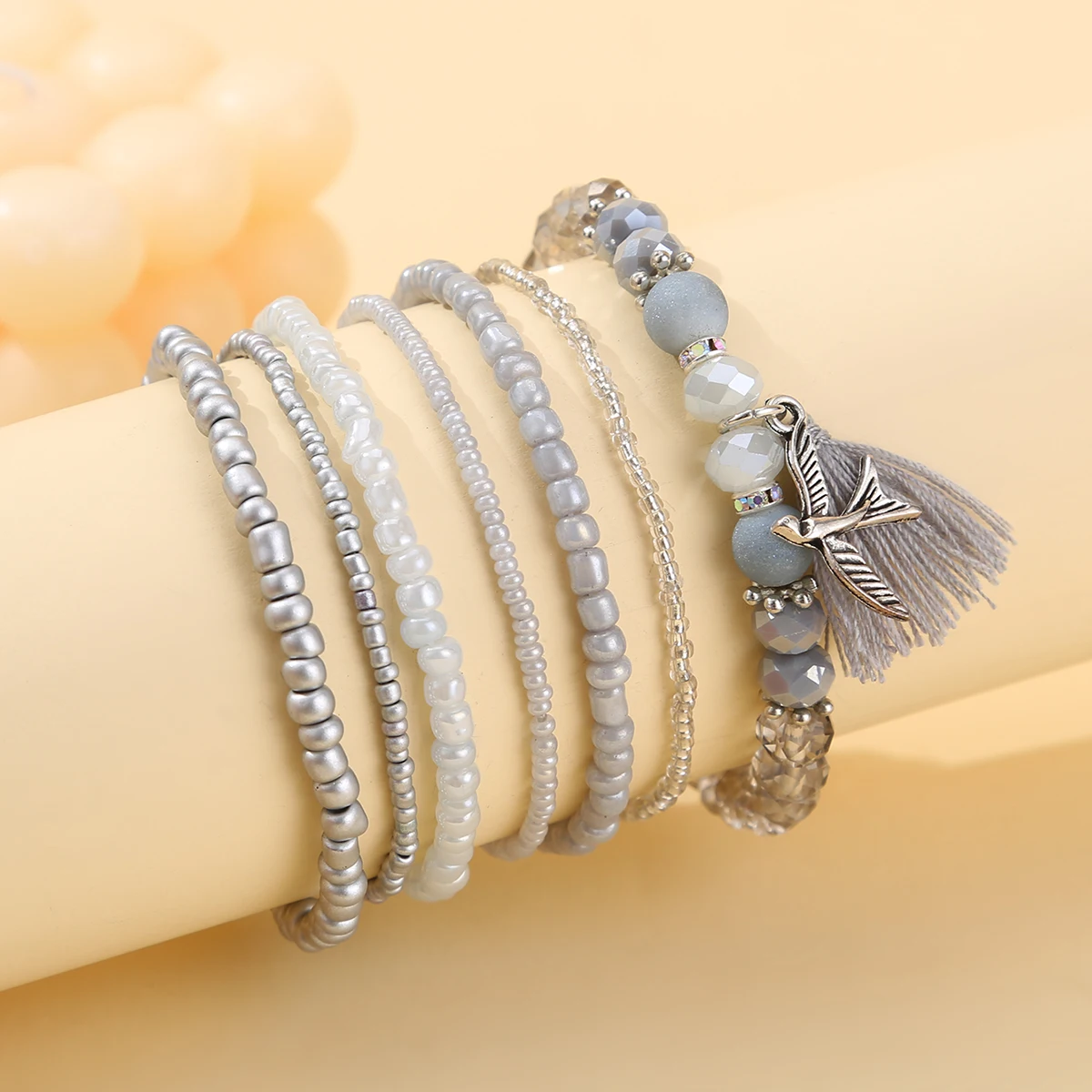 

New Crystal Tassel Pendant Bracelet Female Korean Version Multi-layer Winding Cross Bracelet