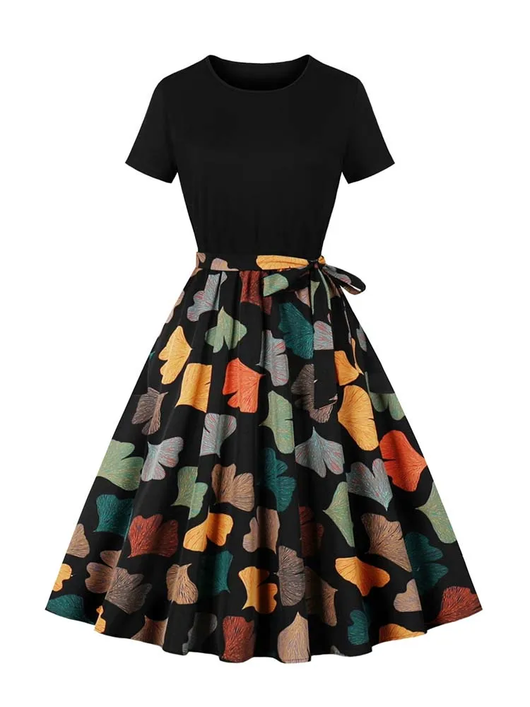 Женское винтажное платье с коротким рукавом