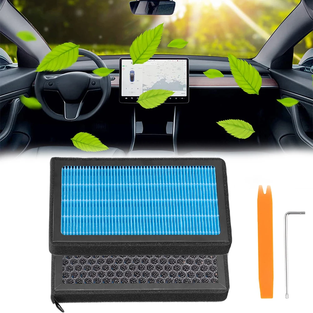 

For Tesla Model 3 HEPA Activated Carbon Air Filter Built-in Air Conditioning Filter Air Grid Purification Carbon Particle Filter