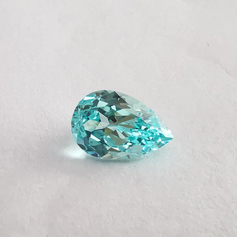 Paraiba Color Lab выращенный сапфир свободный камень грушевидной формы для установки