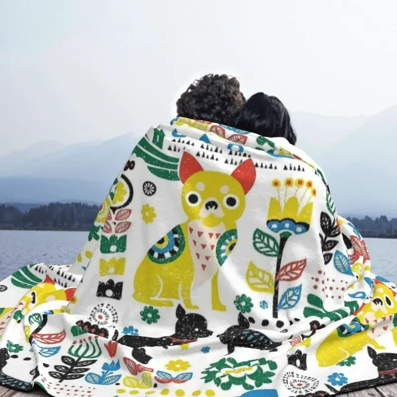 Скандинавский плед с собакой чихуахуа фланелевое одеяло милые Мультяшные