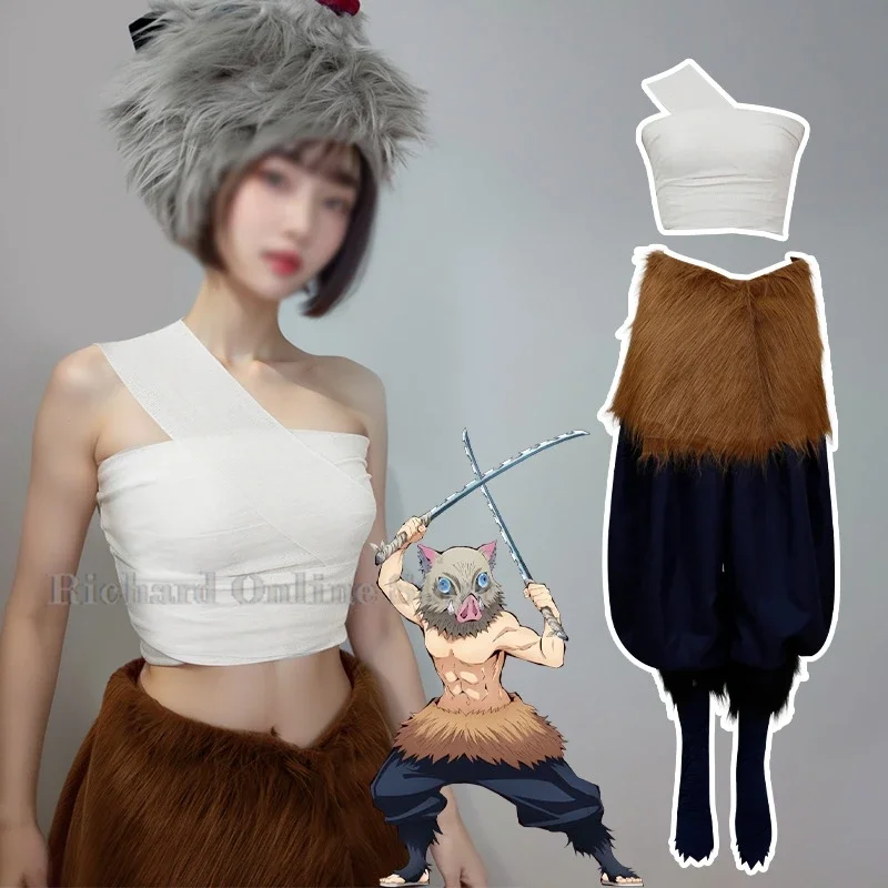 Костюм для косплея аниме иносукэ униформа парик маска свиньи наряд на Хэллоуин