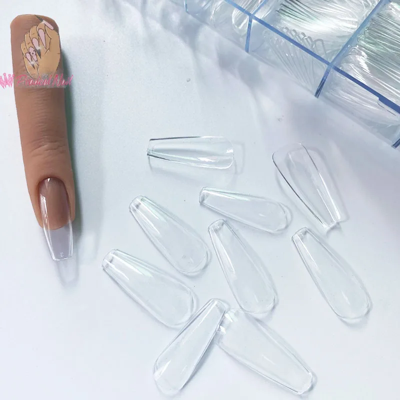 

480pcs/box Gel X Sculpted Capsule Clear Long Coffin Full Cover Soft Gel False Nail Tips Faux Ongles Artificial Press on Nails