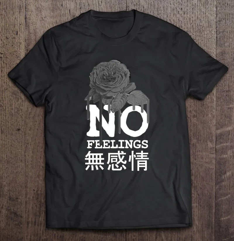 

Футболка мужская с японским текстом, тенниска большого размера с принтом розы, без чувств, простая майка