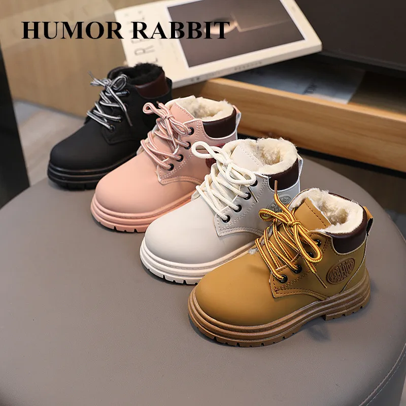 Size 21-30 New Children Winter Shoes Fur Girl Fashion Boots Plush Boys Ankle Booties Kid Baby Toddler Short Boots for Kids Girls