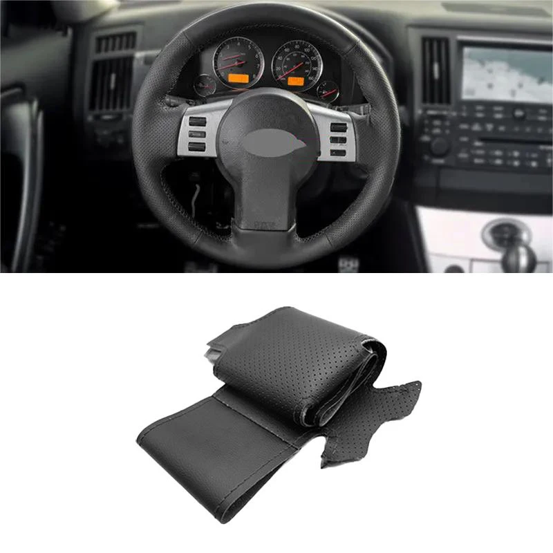 

Для Infiniti FX35 FX45 2003 2004 2005 2006 2007 2008 прошитый вручную интерьер автомобиля руль перфорированный Кожаный Чехол черный