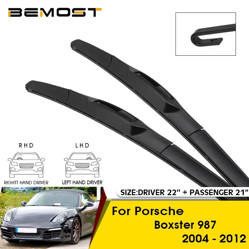 

Автомобильные щетки стеклоочистителя для Porsche Boxster 987 2004-2012, лобовое стекло, лобовое стекло, передние стеклоочистители, 22 дюйма + 21 дюйм, автомобильные аксессуары