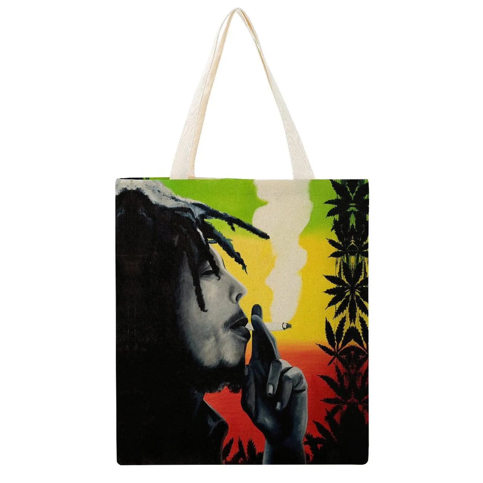 

Large Martin Canvas Bobs And Marley Smoking Jocelyn Passeron Creative High Quality Purse Canvas Bag Funny Novelty Drawstring Ba