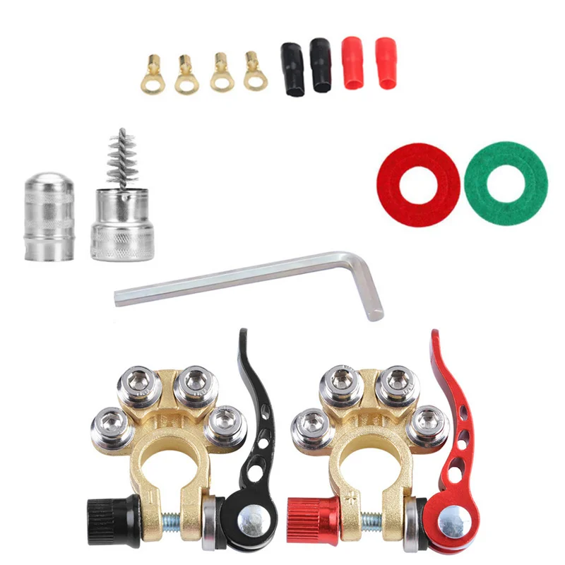 

12 В стандартный автомобильный разъем для подключения кабеля, медный зажим, зажим, винт с щеткой для чистки аккумулятора