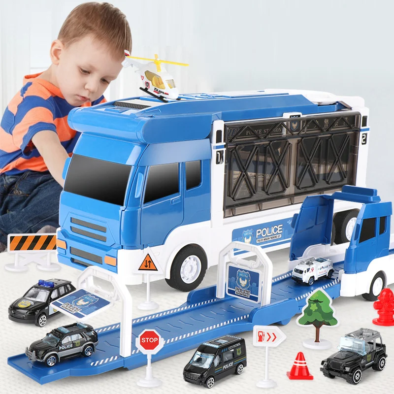 

Large-Scale Ejection Rail Containertruck Multifunctional Children'Stoy Model Simulationrail Inertial Truck Sound And Light Story