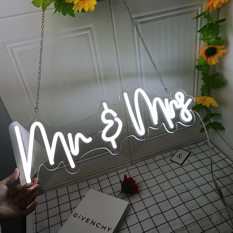 Led Mr And Mrs Neon Light Sign For Wedding Birthday Party Home Engaged Decoration Bedroom Home Wall Decor Marriage Party Decor