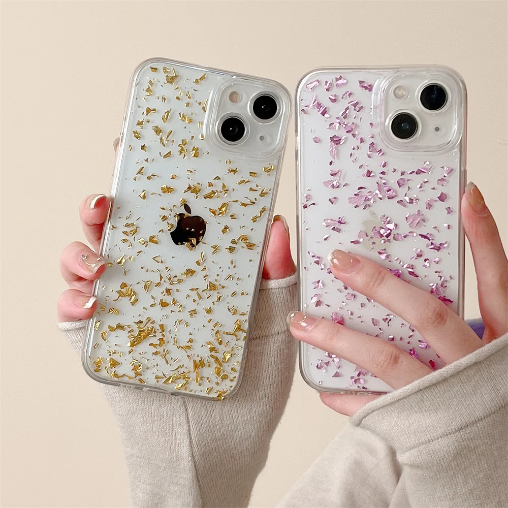 

USLION Luxury Shining Sequins Phone Case For iPhone 14 13 12 11 Pro Max X XR XS 7 8 Plus Soft TPU Transparent Glitter Back Cover