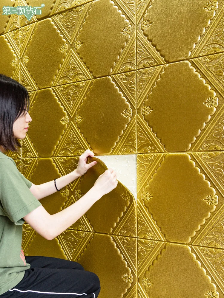 

Rafer's 3 d wall stickers light luxury european-style classic soft bag sitting room TV setting wall decorative wallpaper