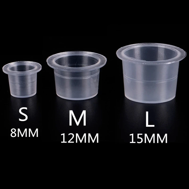 

100Pcs Plastic Microblading Tattoo Ink Cup Cap Pigment Clear Holder Container S/M/L Size For Needle Tip Grip tattoo Supply