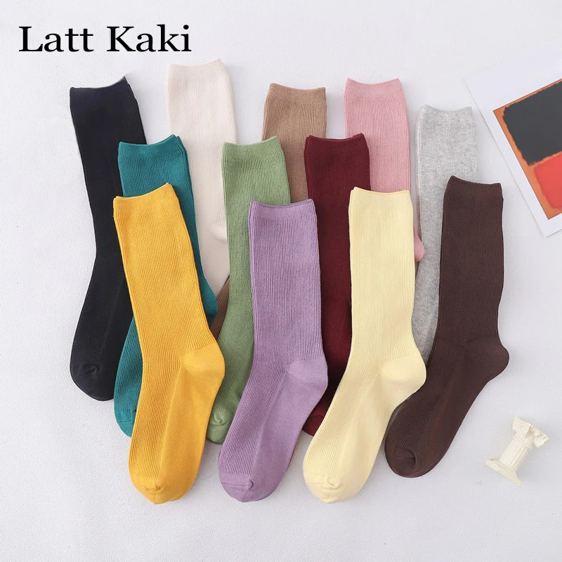 

1 пара, Женские однотонные эластичные хлопковые носки