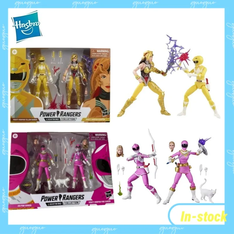 Фото 【В наличии】Hasbro Power Rangers Желтый рейнджер, Скорпион, Кимберли и Кэт Аниме Персонаж Коллекция игрушек Модель Подарок №1
