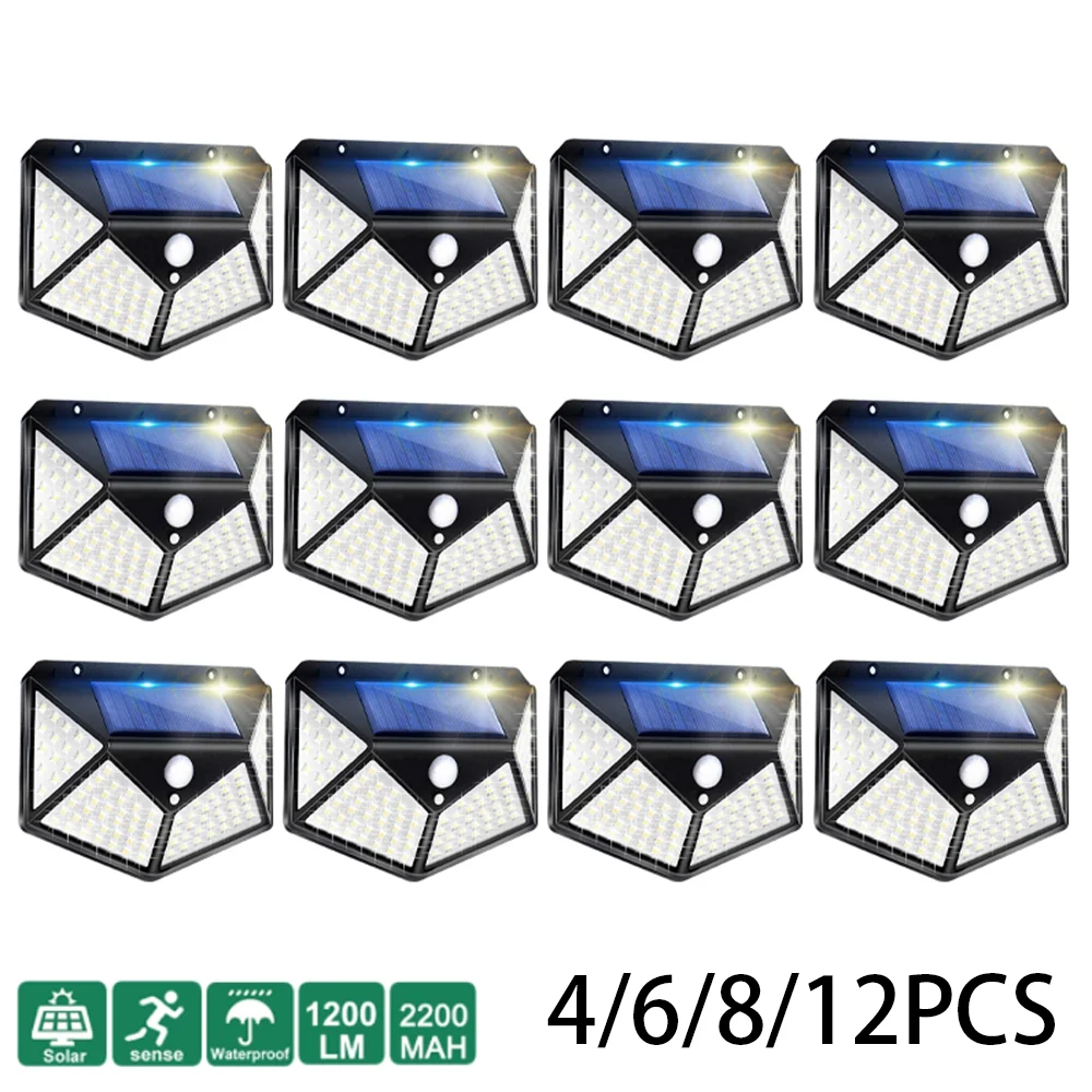 

Уличный настенный светильник на солнечной батарее, с пассивным ИК датчиком движения, 100 светодиодов, 2/6/8/12 шт.