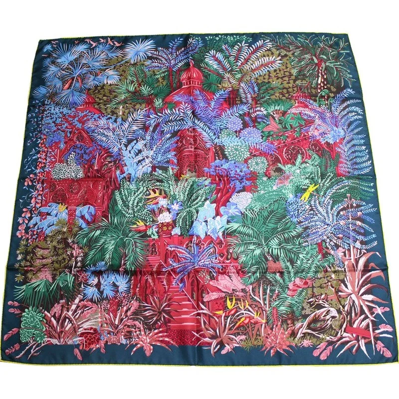 

Scarves for Ladies New Rich Garden Mulberry Silk Scarf 90*90cm Hand Rolled Headscarf Twill Large Square Scarf Women's Scarf 2022
