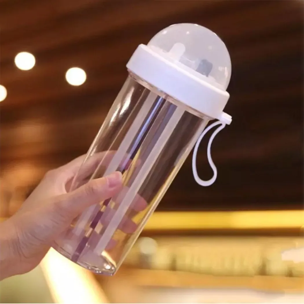 Dustproof Water Cup Travel 420ML Double-tube Non-toxic PC Material PP Cover Protable Safety Silicone Split Layer